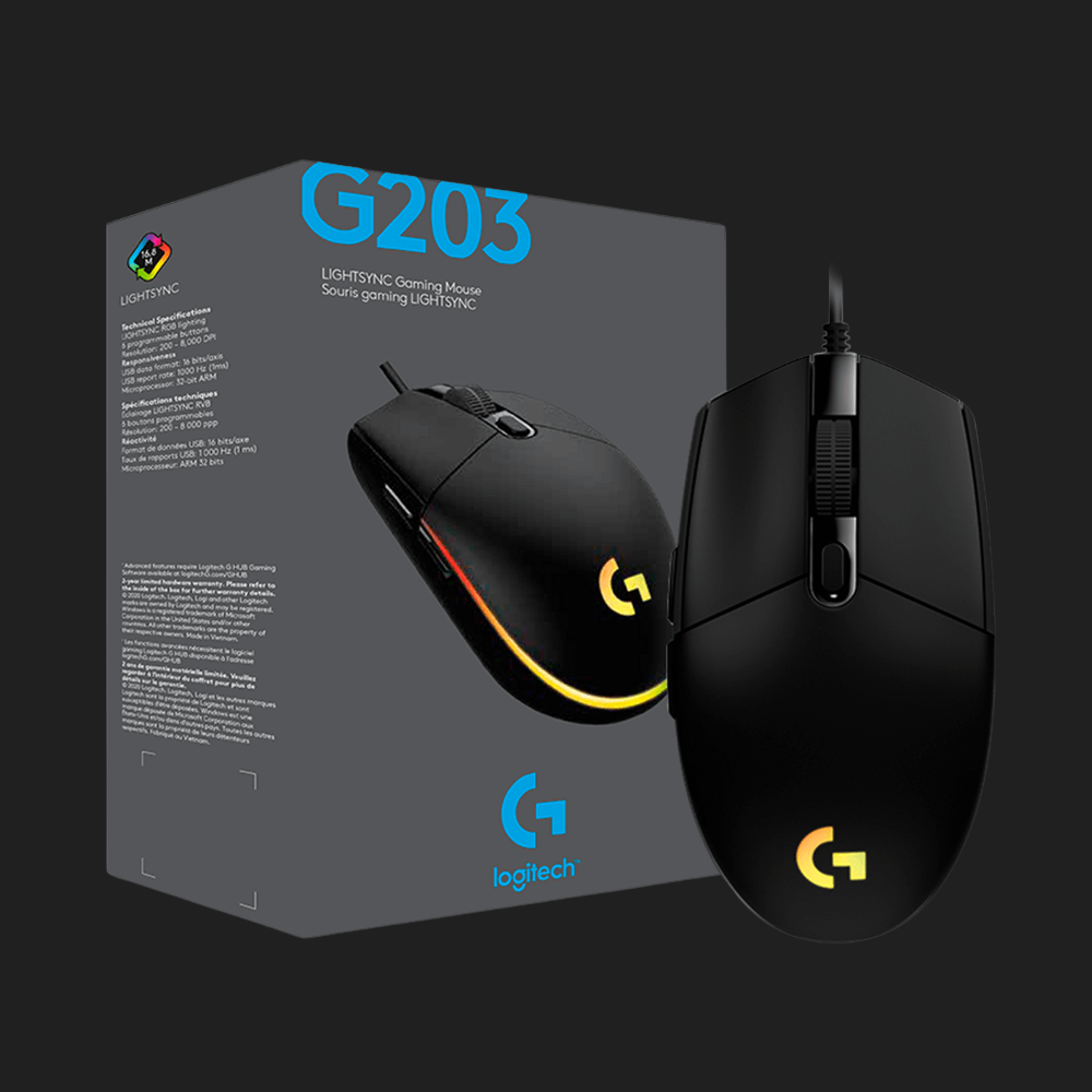 Mouse alámbrico Gamers Logitech G203 RGB LIGHTSYNC NEGRO