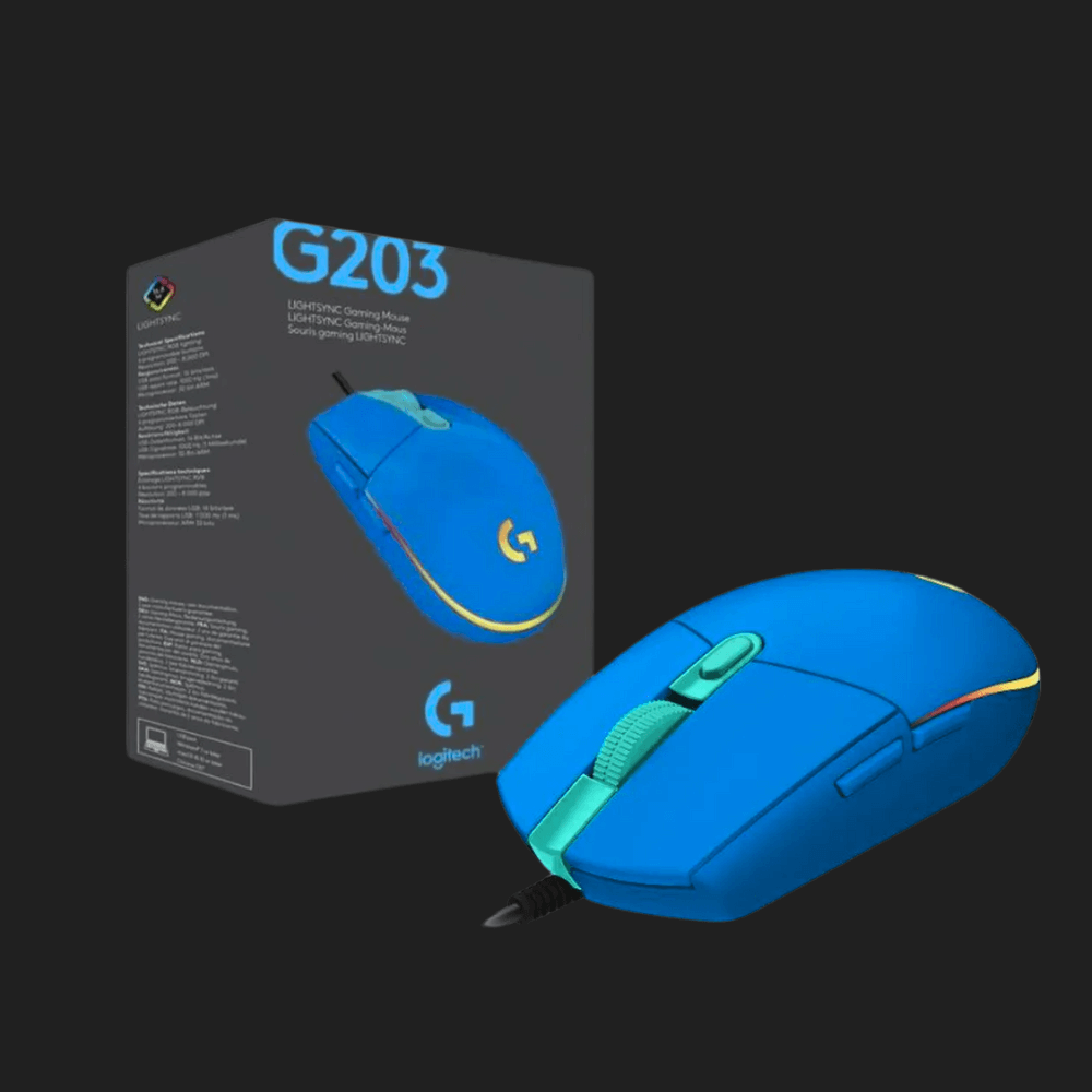 Mouse alámbrico Gamers Logitech G203 RGB LIGHTSYNC Azul