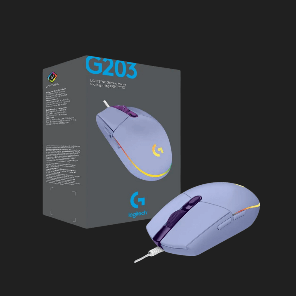Mouse alámbrico Gamers Logitech G203 RGB LIGHTSYNC Lila